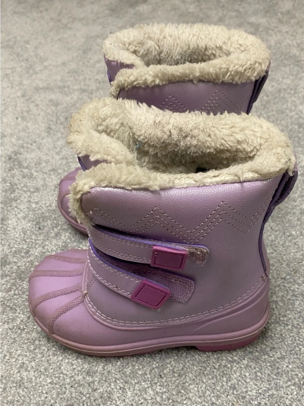 Cat & Jack Lavender Girls Winter Boots with Cream Faux-Fur Cuff